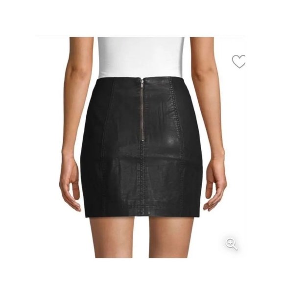 Free People Skirt Womens 0 Black Vegan Leather Mini Modern Femme zip Ladies* - Picture 2 of 7